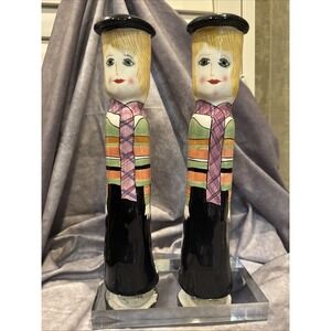 VTG CERAMIC CANDLE HOLDERS BELLA CASA‎ SUSAN PALEY BY GANZ / Valentina & Susie